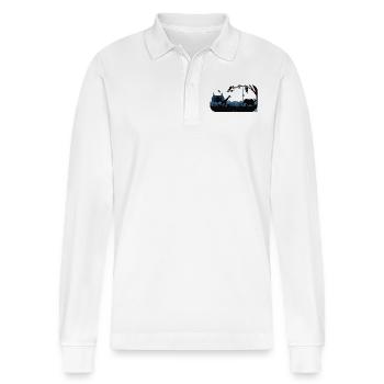Viazoo Label Design Blues - Polo à manches longues bio PREPSTER Stanley/Stella Unisexe - blanc - Devant - Anna (173cm) & Nico (186cm)