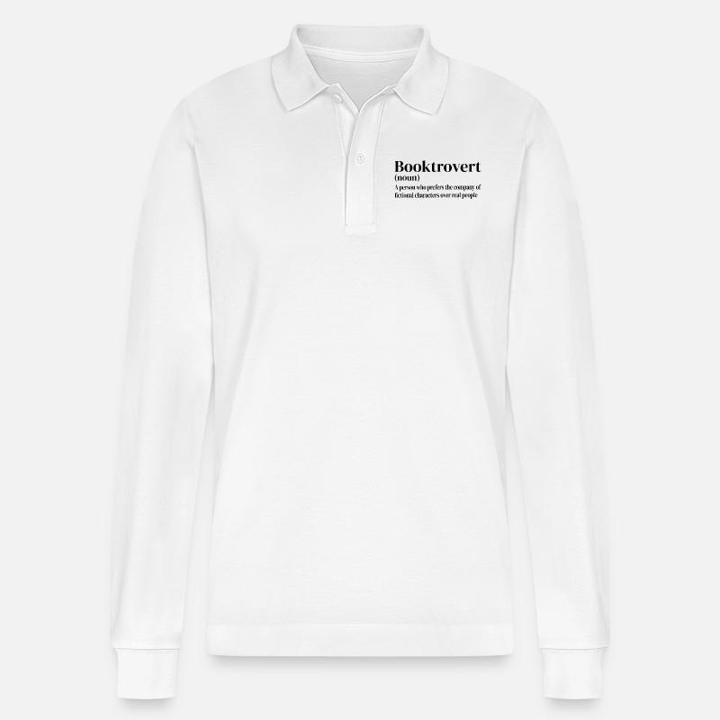 Booktrovert Definition - Stanley/Stella Unisex Bio-Langarm-Poloshirt Prepster - Weiß