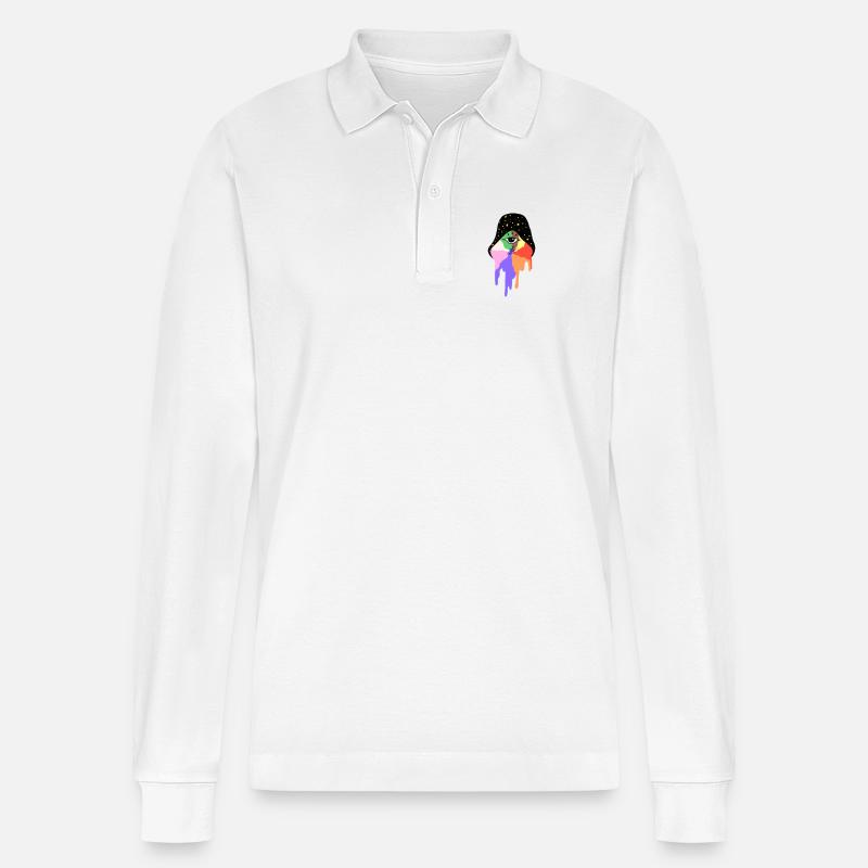 Sternenregenbogen Mystische Illustration - Stanley/Stella Unisex Bio-Langarm-Poloshirt Prepster - Weiß