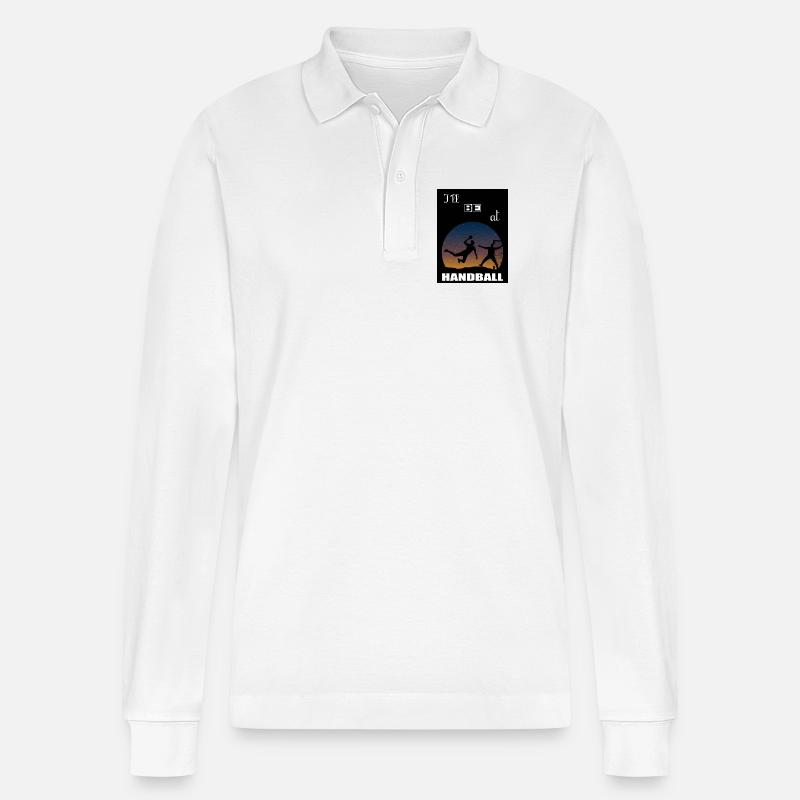 Ich werde bei Handball sein - Stanley/Stella Unisex Bio-Langarm-Poloshirt Prepster - Weiß