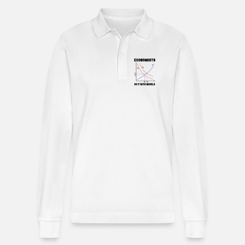 Ökonomen machen es mit Modellen # - Stanley/Stella Unisex Bio-Langarm-Poloshirt Prepster - Weiß