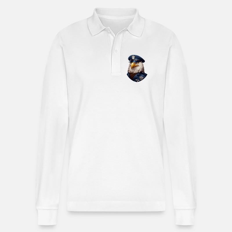 Polizei Eule - Stanley/Stella Unisex Bio-Langarm-Poloshirt Prepster - Weiß