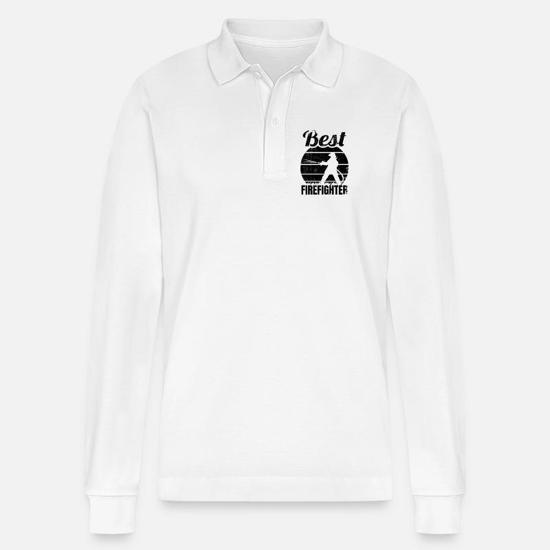 Best Firefighter - Stanley/Stella Unisex Bio-Langarm-Poloshirt Prepster - Weiß