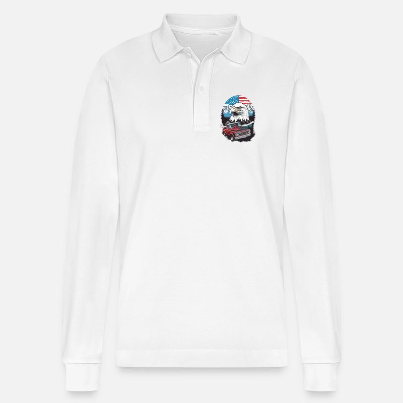 Abenteuerreise USA - Stanley/Stella Unisex Bio-Langarm-Poloshirt Prepster - Weiß