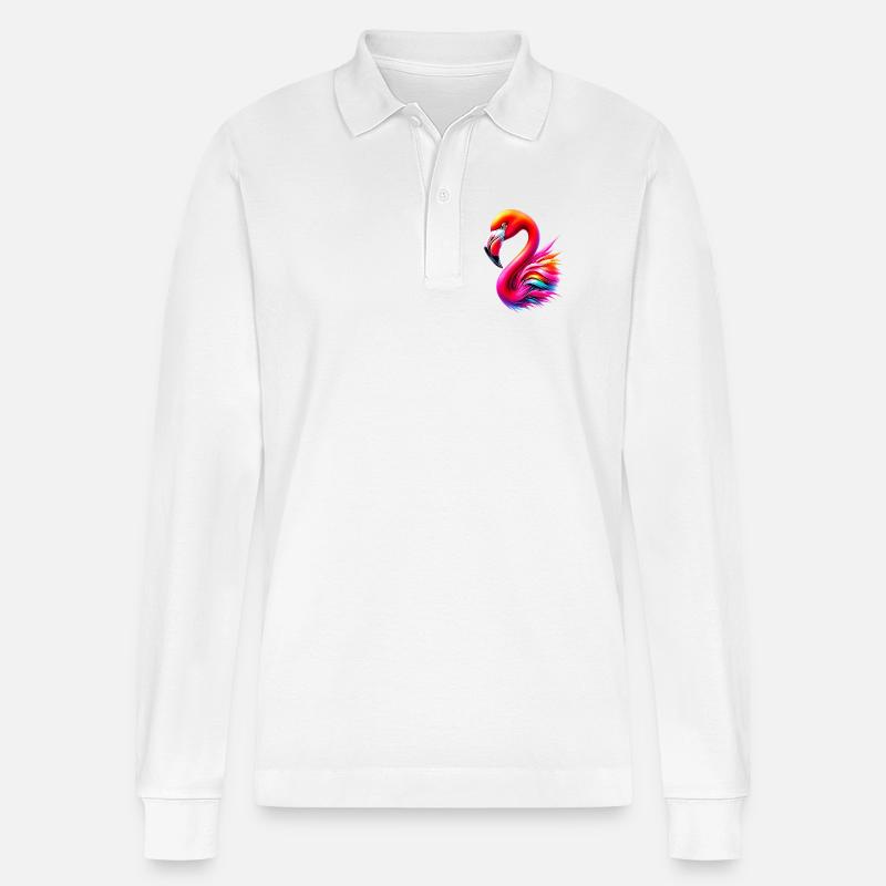 Flamingo - Stanley/Stella Unisex Bio-Langarm-Poloshirt Prepster - Weiß