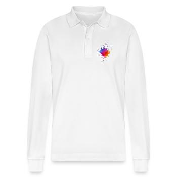Colorful Paint Splashes - Gradient Watercolor Painting - Stanley/Stella Organic Unisex Long-Sleeved Polo Shirt Prepster - white - Front - Anna (173cm) & Nico (186cm)