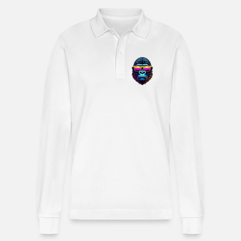 Gorilla - Stanley/Stella Unisex Bio-Langarm-Poloshirt Prepster - Weiß
