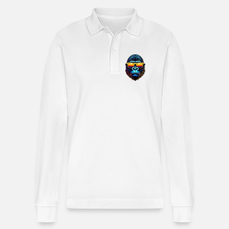 Gorilla - Stanley/Stella Unisex Bio-Langarm-Poloshirt Prepster - Weiß