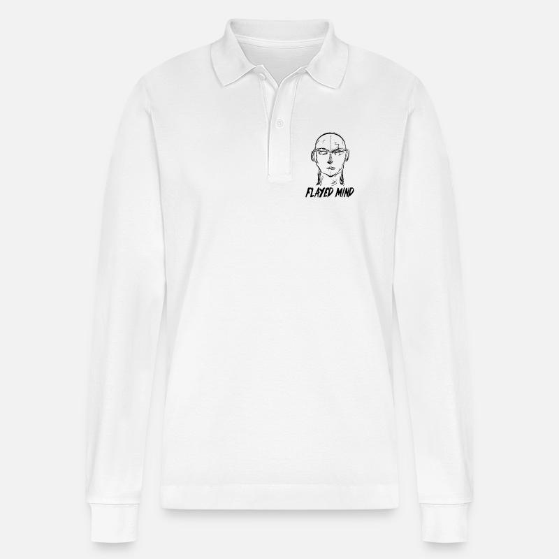 Flayed Mind schwarz - Stanley/Stella Unisex Bio-Langarm-Poloshirt Prepster - Weiß