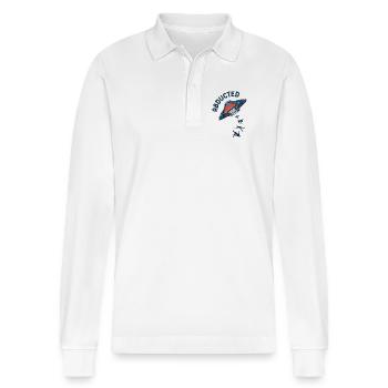 ufo_abducted_alien_mars - Stanley/Stella Organic Unisex Long-Sleeved Polo Shirt Prepster - white - Front - Anna (173cm) & Nico (186cm)