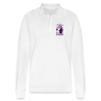 Grumpy Pink Pony Believes in Black Magic - Stanley/Stella Organic Unisex Long-Sleeved Polo Shirt Prepster - white - Front - Anna (173cm) & Nico (186cm)