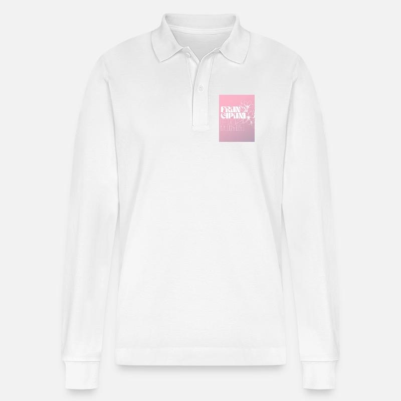 Frangipani Plus Mera Blumenmuster - Stanley/Stella Unisex Bio-Langarm-Poloshirt Prepster - Weiß