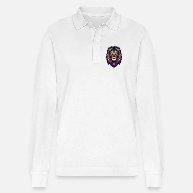 Leuchtender Löwe Farbexplosion - Stanley/Stella Unisex Bio-Langarm-Poloshirt Prepster - Weiß