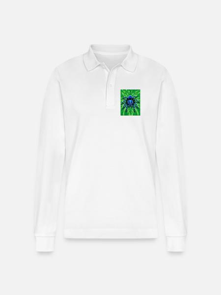 Gooty Sapphire Tarantula Brilliant blue spider - Stanley/Stella Organic Unisex Long-Sleeved Polo Shirt Prepster - white