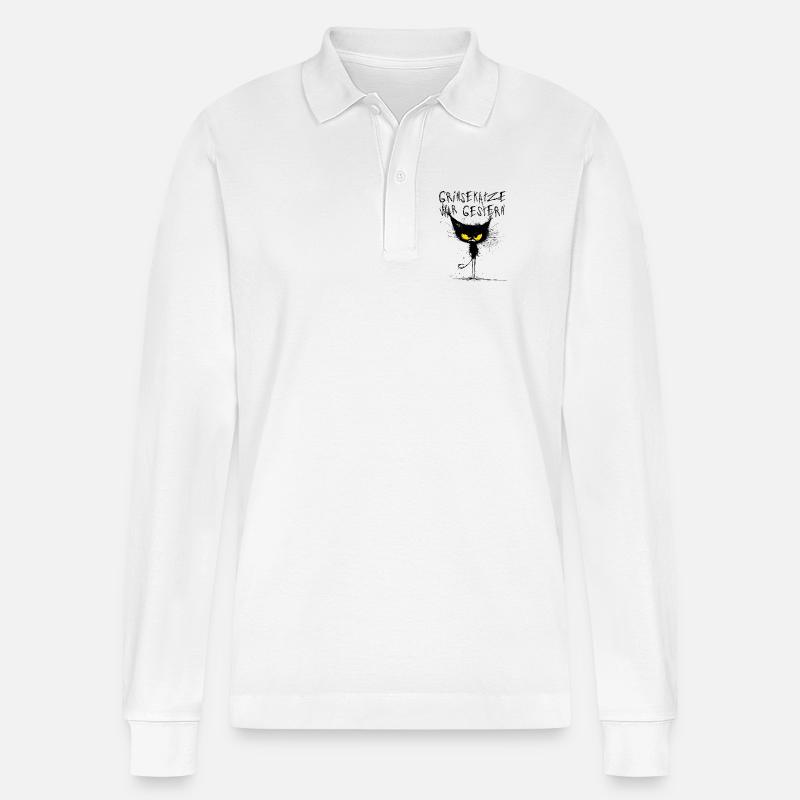 Grimmige Katze - Grinsekatze war gestern - Stanley/Stella Unisex Bio-Langarm-Poloshirt Prepster - Weiß