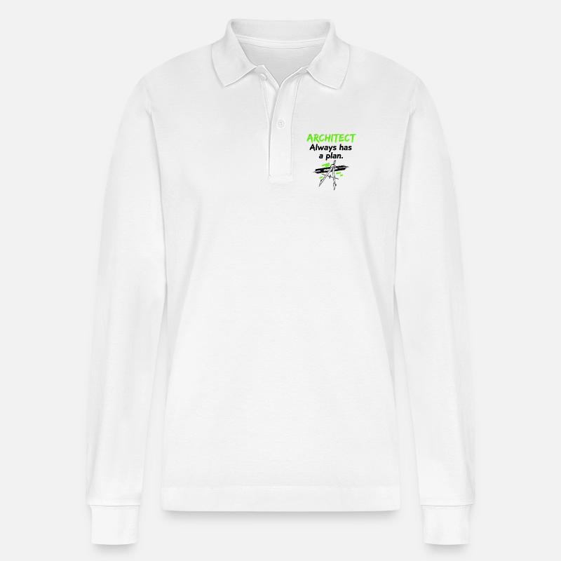 Architekt mit Plan - Stanley/Stella Unisex Bio-Langarm-Poloshirt Prepster - Weiß