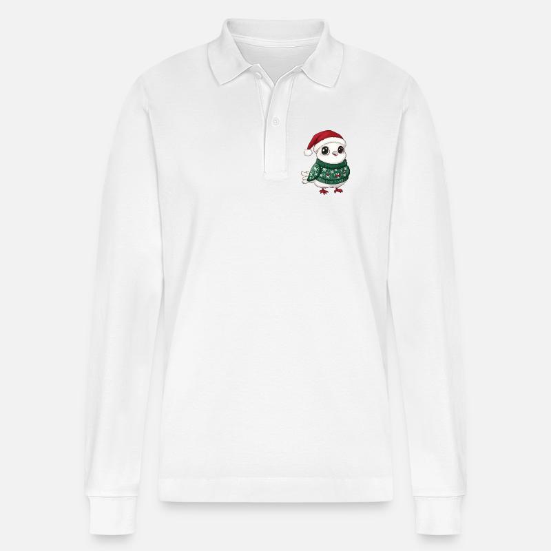Taube Vogel Weihnachten Xmas - Stanley/Stella Unisex Bio-Langarm-Poloshirt Prepster - Weiß