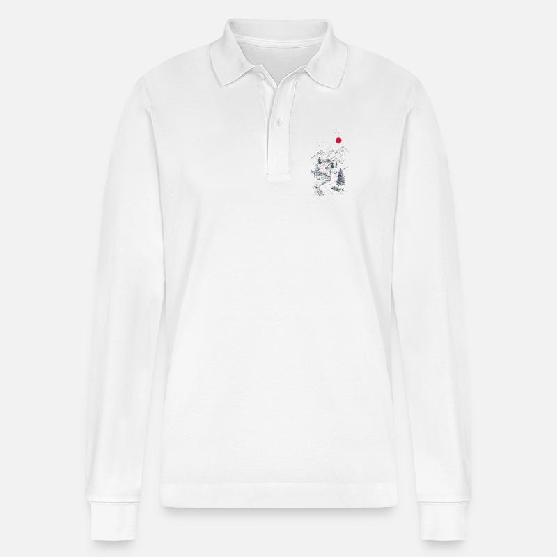 Roter Pfad durch Berglandschaft - Stanley/Stella Unisex Bio-Langarm-Poloshirt Prepster - Weiß