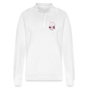 Mountain path Sonnenring - Stanley/Stella Organic Unisex Long-Sleeved Polo Shirt Prepster - white - Front - Anna (173cm) & Nico (186cm)