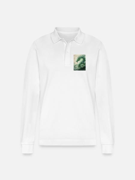 Der Smaragdwächter: Qinglong – Ewige Kraft - Stanley/Stella Unisex Bio-Langarm-Poloshirt Prepster - Weiß