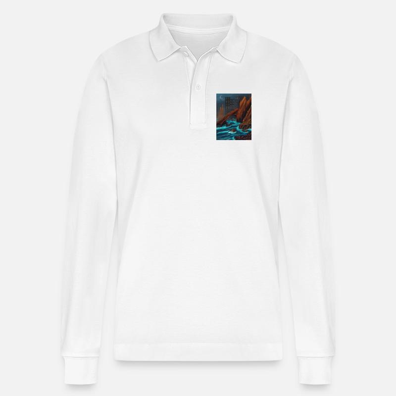 Roca Marina Nocturna - Stanley/Stella Unisex Bio-Langarm-Poloshirt Prepster - Weiß