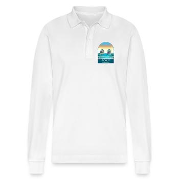 Beirut Lebanon Pigeon Rocks Vintage Travel Poster - Stanley/Stella Organic Unisex Long-Sleeved Polo Shirt Prepster - white - Front - Anna (173cm) & Nico (186cm)