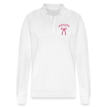 Liebe rosa Schleife - Любовь бант - Stanley/Stella Unisex Bio-Langarm-Poloshirt Prepster - Weiß - Vorne - Anna (173cm) & Nico (186cm)