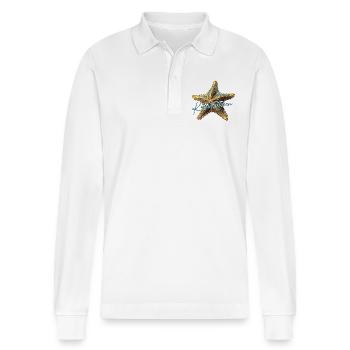 Küstendeern barocker Seestern - Stanley/Stella Unisex Bio-Langarm-Poloshirt Prepster - Weiß - Vorne - Anna (173cm) & Nico (186cm)