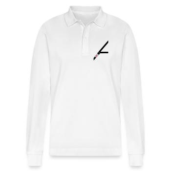 Seat belt - Stanley/Stella Organic Unisex Long-Sleeved Polo Shirt Prepster - white - Front - Anna (173cm) & Nico (186cm)