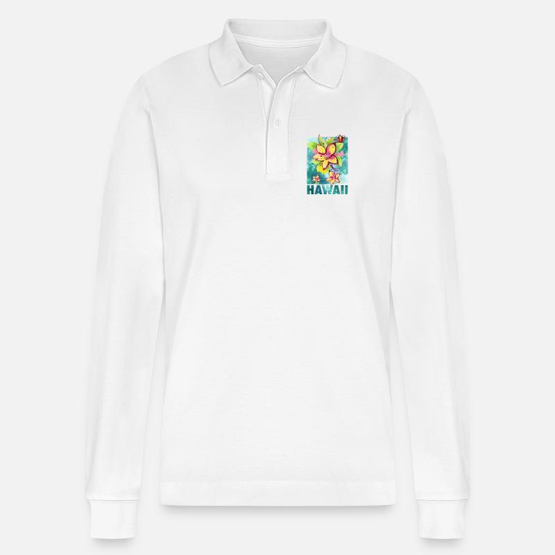 Hawaï fleur Orchidee Aloha - Polo à manches longues bio PREPSTER Stanley/Stella Unisexe - blanc