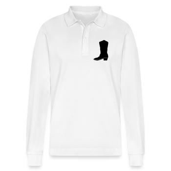Cowboy western boot - Stanley/Stella Organic Unisex Long-Sleeved Polo Shirt Prepster - white - Front - Anna (173cm) & Nico (186cm)