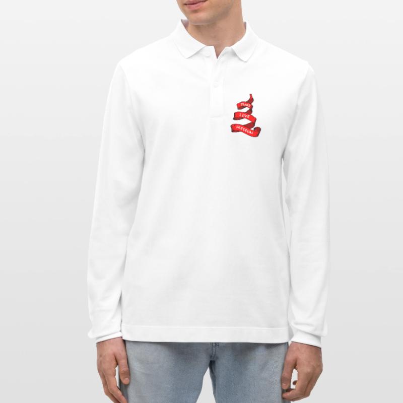 Friedensbanner oder Wimpel rot Stanley/Stella Unisex Bio-Langarm-Poloshirt Prepster