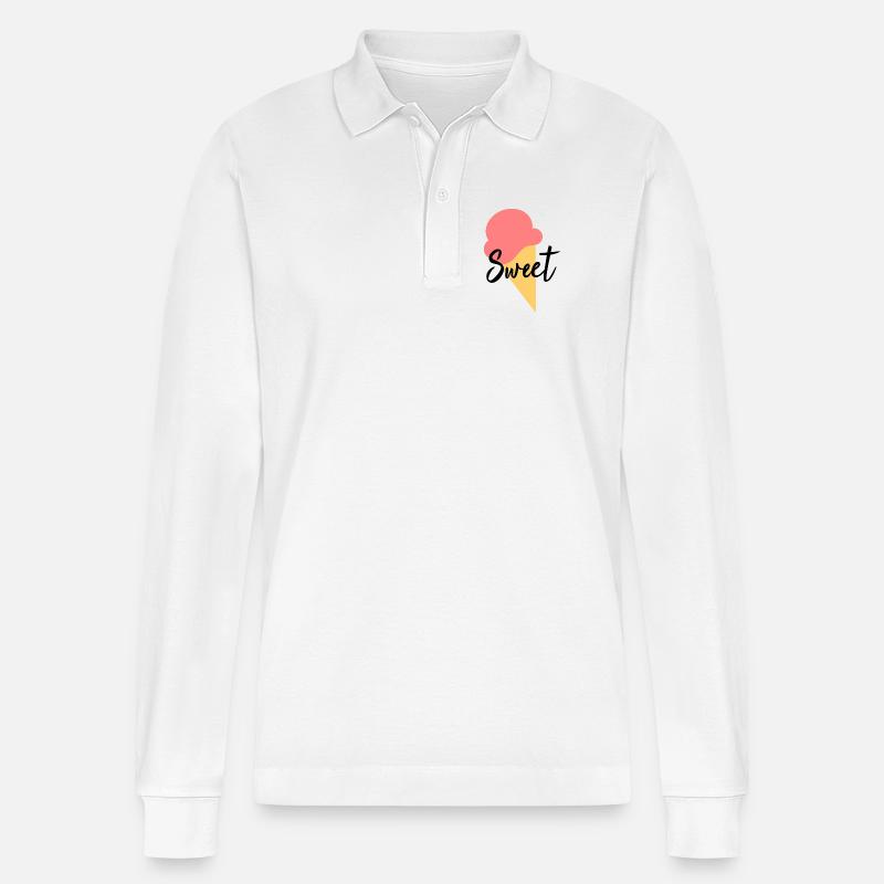 Eis Eiscreme Erdbeere Erdbeereis Sommer Festival - Stanley/Stella Unisex Bio-Langarm-Poloshirt Prepster - Weiß