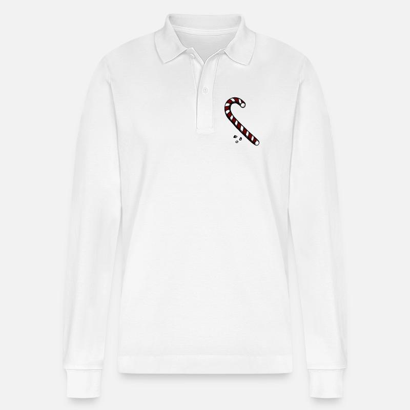 Candy Cane - Stanley/Stella Unisex Bio-Langarm-Poloshirt Prepster - Weiß