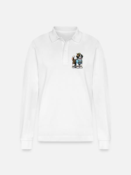 St. Bernard Dog Bavaria - Stanley/Stella Organic Unisex Long-Sleeved Polo Shirt Prepster - white