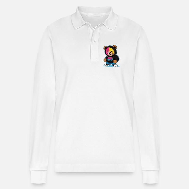 Grummelige Bär - Stanley/Stella Unisex Bio-Langarm-Poloshirt Prepster - Weiß