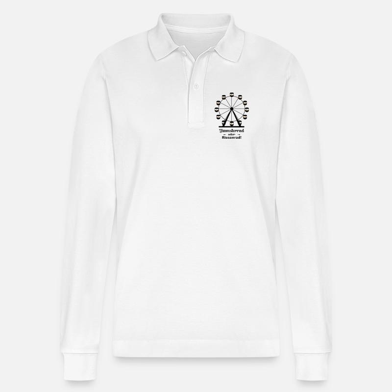 Hamsterrad oder Riesenrad - Stanley/Stella Unisex Bio-Langarm-Poloshirt Prepster - Weiß