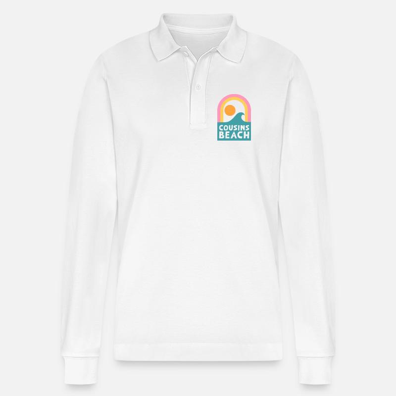 Cousins Beach – Retro Sunset Design - Stanley/Stella Unisex Bio-Langarm-Poloshirt Prepster - Weiß