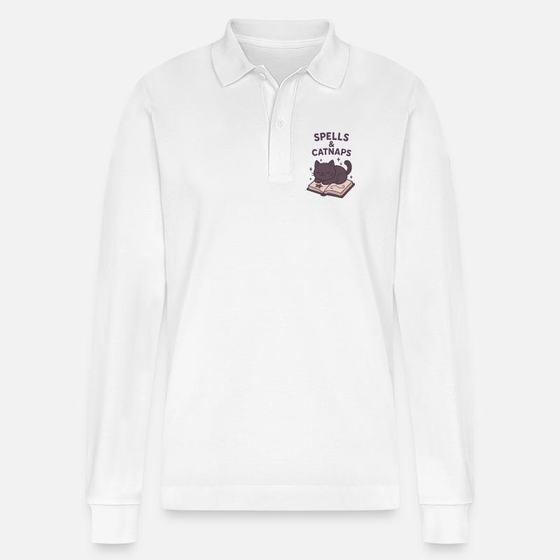 Zaubersprüche und Nickerchen - Stanley/Stella Unisex Bio-Langarm-Poloshirt Prepster - Weiß