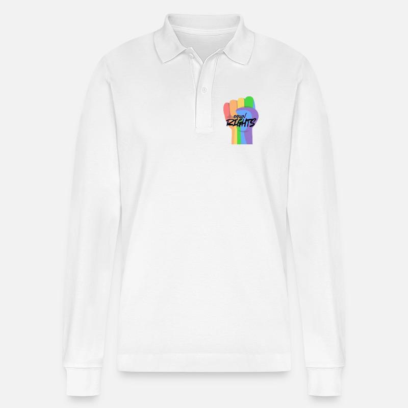Regenbogenfaust Gleichberechtigung - Stanley/Stella Unisex Bio-Langarm-Poloshirt Prepster - Weiß