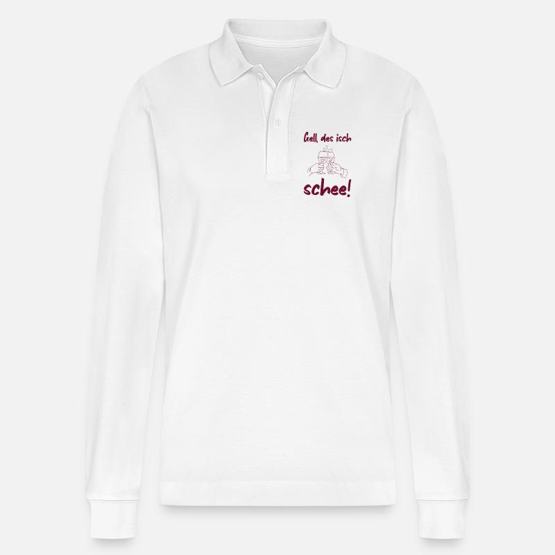 Schee - badisches Sprichwort Freundschaft Wein - Stanley/Stella Unisex Bio-Langarm-Poloshirt Prepster - Weiß