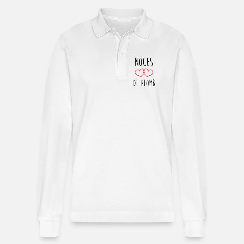 Lead Wedding 14 Jahre Ehe - Stanley/Stella Unisex Bio-Langarm-Poloshirt Prepster - Weiß