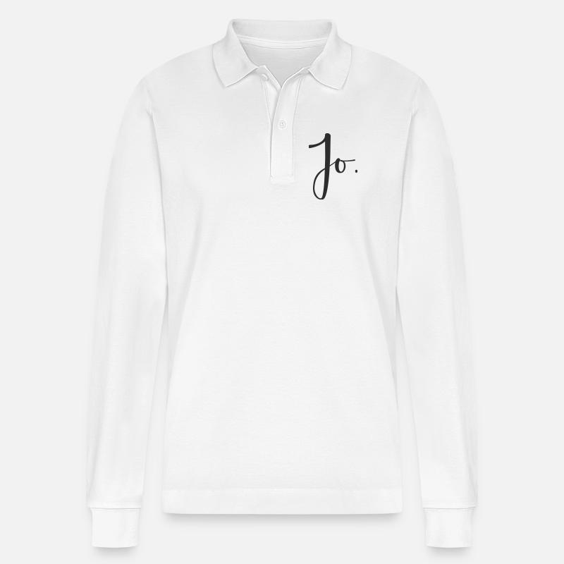 Jo – Handlettering Textdesign - Stanley/Stella Unisex Bio-Langarm-Poloshirt Prepster - Weiß