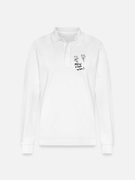 Möw seggt mien. - Stanley/Stella Unisex Bio-Langarm-Poloshirt Prepster - Weiß