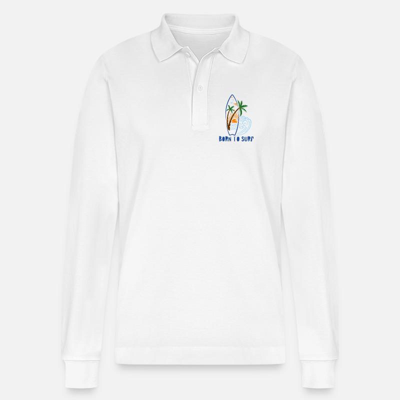 Né pour surfer – Palm Sunset - Polo à manches longues bio PREPSTER Stanley/Stella Unisexe - blanc