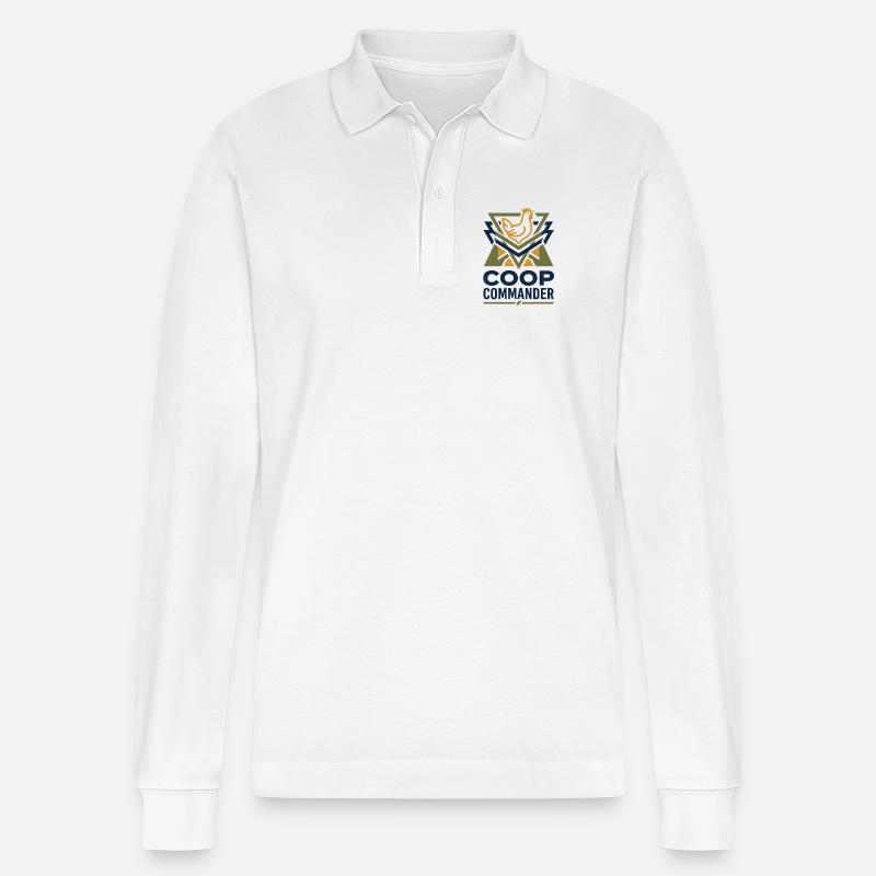 Hühner Checker - Stanley/Stella Unisex Bio-Langarm-Poloshirt Prepster - Weiß