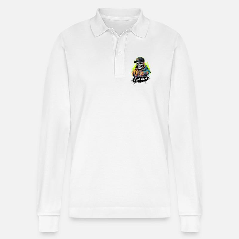 KÄMPFE HART - Stanley/Stella Unisex Bio-Langarm-Poloshirt Prepster - Weiß