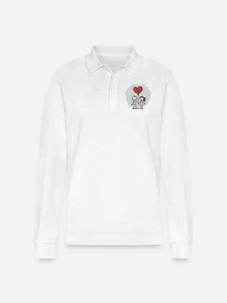 Amoureux, Figurines allumettes, Couples, Saint-Valentin - Polo à manches longues bio PREPSTER Stanley/Stella Unisexe - blanc