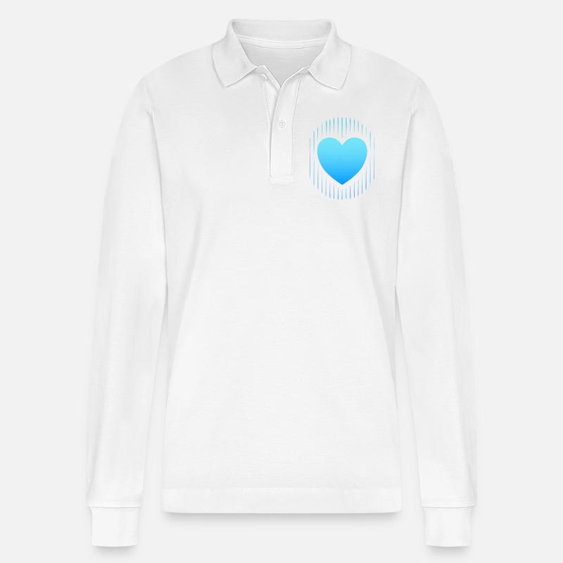 cuore blu linee blu - Polo a manica lunga ecologica unisex Prepster di Stanley/Stella - bianco