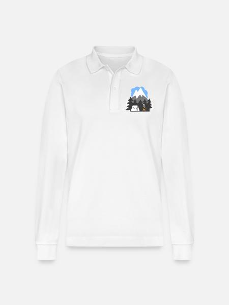 NATURE TENTS MOUNTAINS HEAVEN - Stanley/Stella Organic Unisex Long-Sleeved Polo Shirt Prepster - white